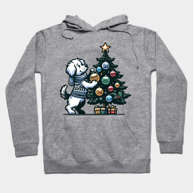 Dog Decorating Christmas Tree Hoodie by Graceful Designs